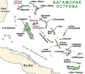 Карта курортов Багам