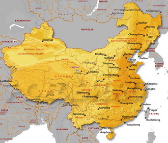 Физическая карта Китая