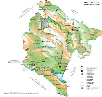 Географическая карта Черногории