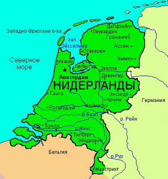 Географическая карта Нидерландов (Голландии)