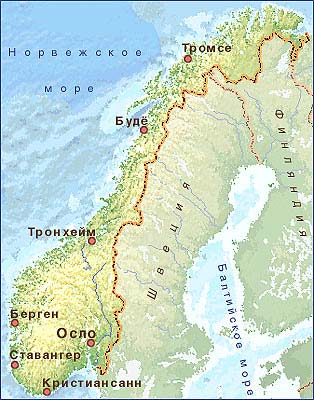 Туристическая карта Норвегии