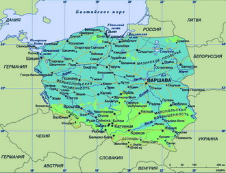 Карта городов Польши