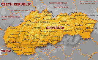 Карта городов Словакии